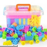 O-Toys 96 Pieces DIY Interlocking Building Blocks Toy Colorful Plastic Puzzle Construction Playset Creative Educational Stacking Blocks Toys Set for Kids  B07KG735Y8